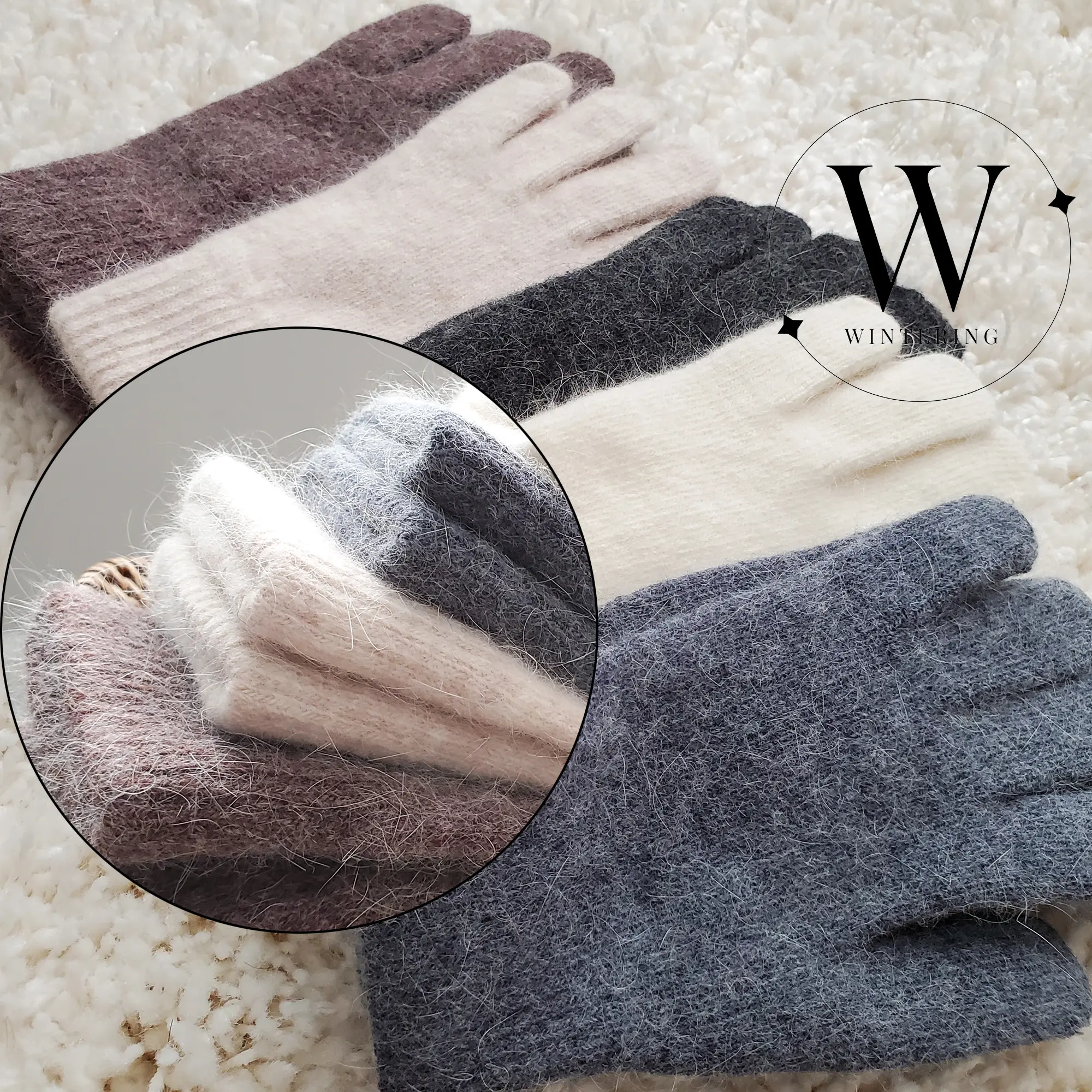 Soft and Warm Angora Wool Knit Winter Gloves for Women - High Quality Christmas Gift