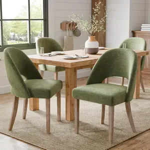 ABCASA Modern Dining Chairs, Upholstered Solid Wood Farmhouse Kitchen Chairs, Premium Chenille Chairs for Kitchen Dining Room & Small Spaces