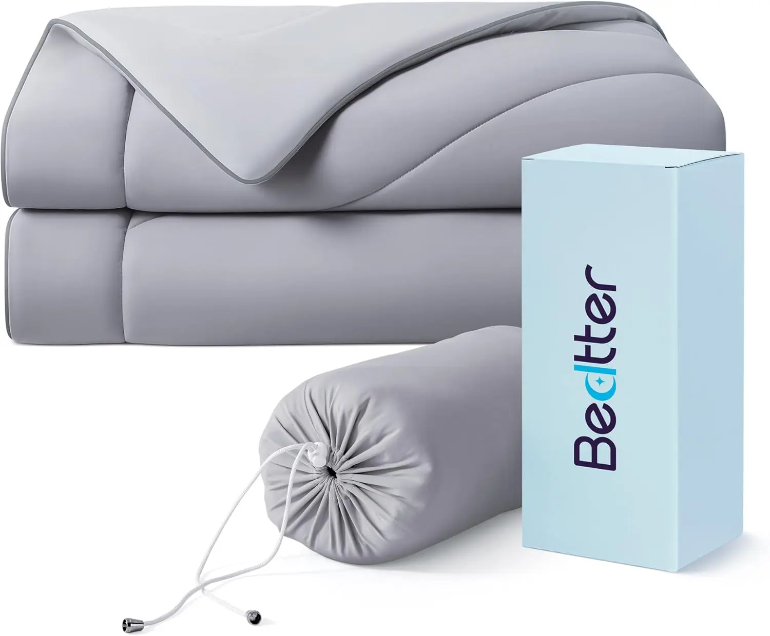 Bedtter Luxe Cooling Comforter, Full/Queen Size 90x90in Gray Bedding, Q-Max>0.46 Sorona & Tencel Filled Cold Blanket for Hot Sleepers, Double-Sided Breathable Lightweight Duvet Insert