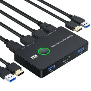 KVM Switch HDMI/USB Switcher Used for 2 Computers to Share Mouse Keyboard Printer Monitor