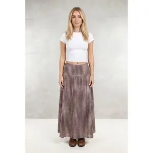 High Waist Gingham Skirt