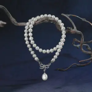 T30 7-11mm Pearl necklace fresh water pearl for birthday/anniversary/holiday /retirement/ graduation presents
