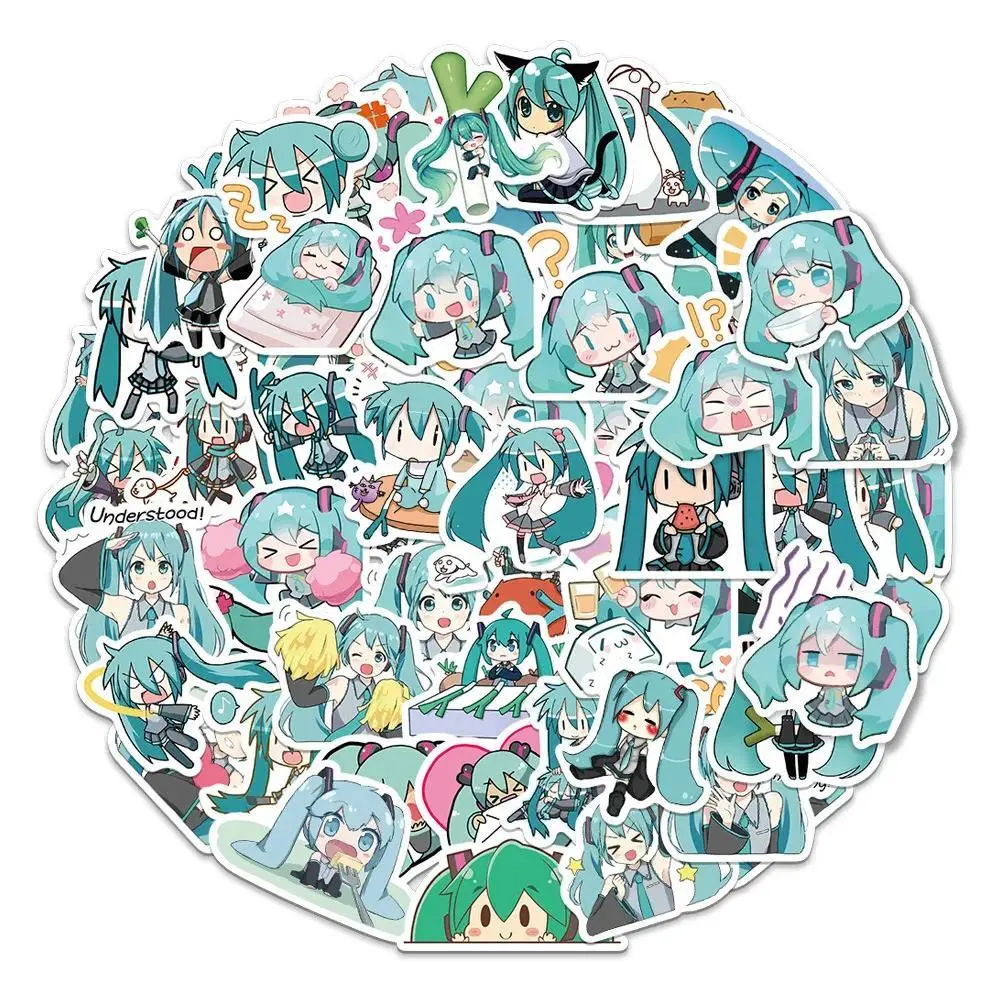 65Pcs Multicolor Kawaii Chibi Hatsune Miku Anime Graffiti Stickers - Waterproof DIY Decals, Accessories for Phone, Luggage