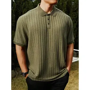 Plus Size Solid Color Pocket Polo Shirt, Regular Fit Casual Short Sleeve Collared Top for Work/Business, Men’s Clothing for Summer, Menswear, Army Green