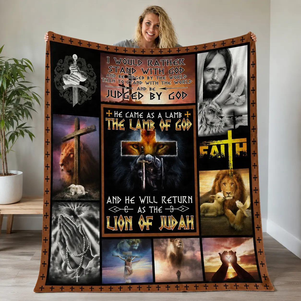 Jesus Christ He Came As The Lamb The Lamb Of God And He Will Return As The Lion Of Judah Flannel  Blanket