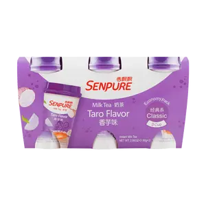 XIANGPIAOPIAO Taro Milk Tea with Coconut Jelly, 80g x 3 Cups - Instant Bubble Tea Drink