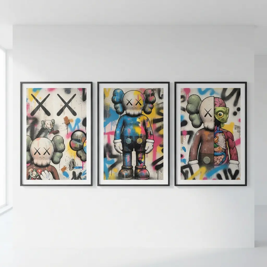 {Poster 3 Unframed} K@WS Urban Pop Art Home Decor Gift for Her Birthday Room Decoration