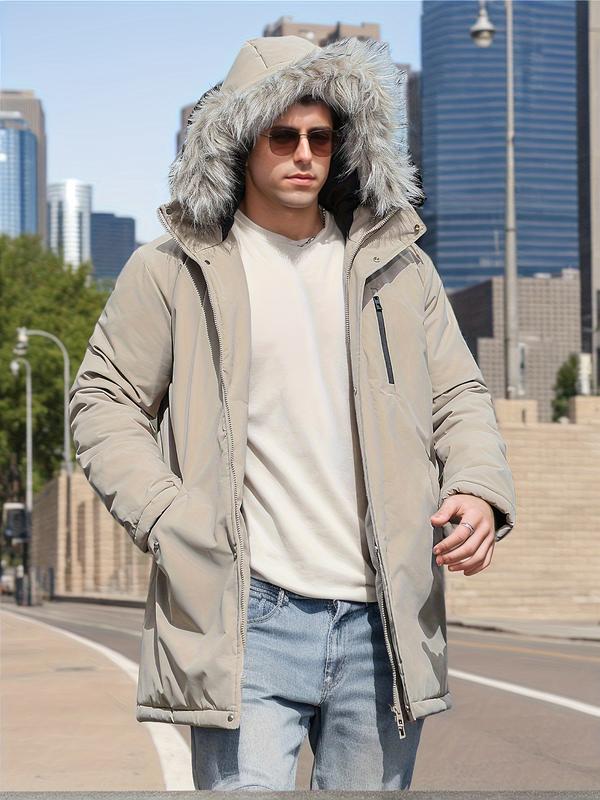 Men's casual loose version of warm jacket, fashion hooded long coat, autumn and winter warm and thick parka, men jackets for winter