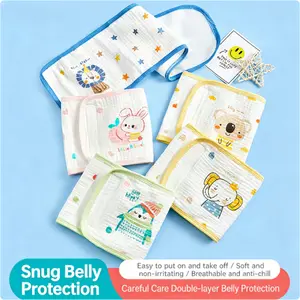 5-Pack Breathable Gauze Baby Belly Bands, Soft Cotton Umbilical Cord Protector, Warm Navel Guard Wrap, Cute Cartoon Tummy Binder for Newborns