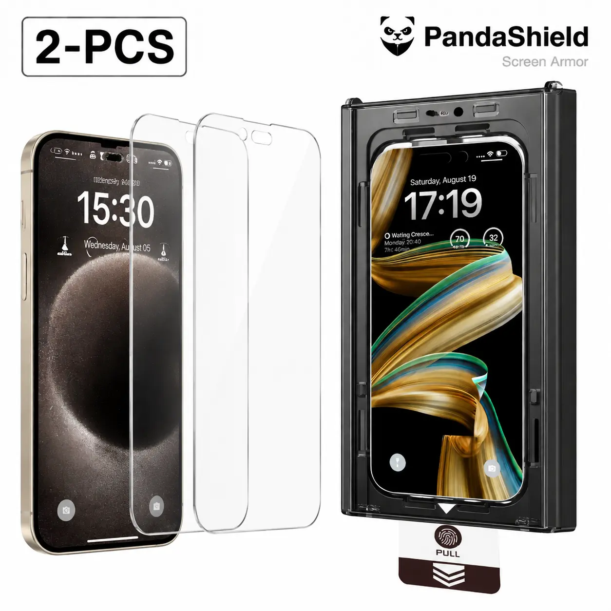 [2-PCS] PandaShield Screen Protector, Dust-Free Applicator for iPhone 17/16/15/14/13 pro plus max pro max, Reusable easy Installation, Fully Protection, 25° anti-peeping privacy layer, Fingerprint-proof Electroplated Surface, Quadratic Tempered Glass