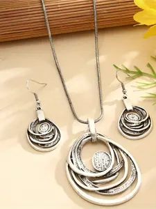 Retro Bohemian Style Geometric Vintage Jewelry Set - Including Necklace and Earrings, Elegant and Minimalist Women's Vortex Design Is Perfect for Daily Wear, Party, and Holiday Gifts, Casual, Multi-layered