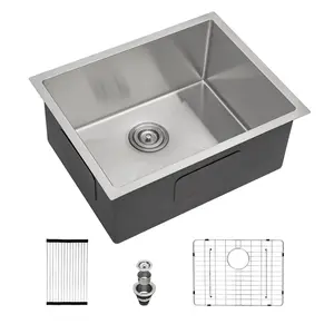 Lordear Bar Sink Undermount 21 inch Bar Prep Kitchen Sink 16 Gauge Stainless Steel Single Bowl Kitchen Sink Basin 21" x 18" Handmade