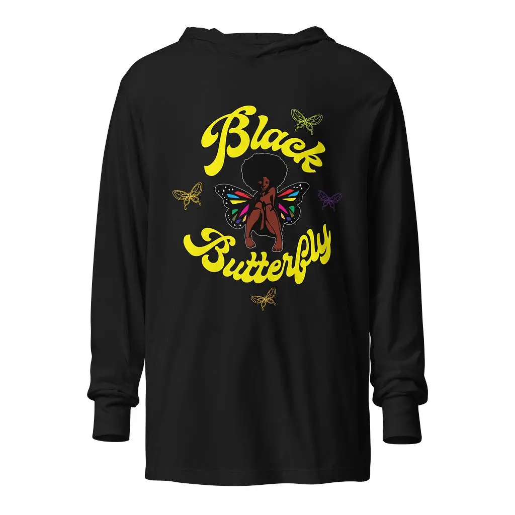 BLACK BUTTERFLY HOODED TEE