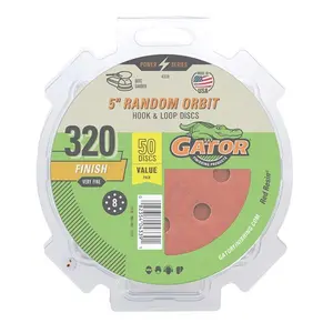 212 MAIN Vented Random Orbit Sanding Disc - Hook & Loop Backing, Size 5", 320 Grit, Vented Holes - Pack of 50