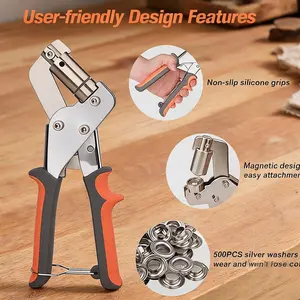 tarp tools 500Pcs 3/8Inch ID Grommet Tool Kit, Tarp Grommet Eyelet Tool Kit for Fabric with 10mm ID Grommets, Manual Grommet Press Fabric Hole Punch Tool for Tarp, Fabric, Banner and Canvas