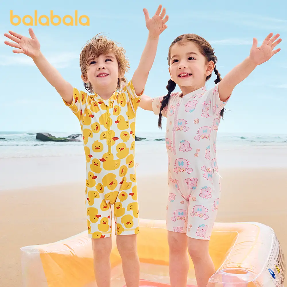 Balabala children's swimsuits boys and girls one-piece swimsuit outdoor sunscreen chlorine-resistant quick-drying small children swim girls baby swims