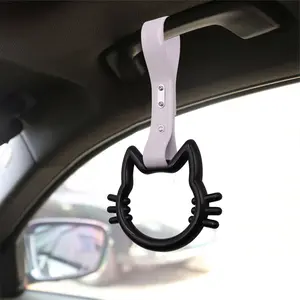 Hello Kitty black jdm Tsurikawa ring subway train bus white handle strap charm drift