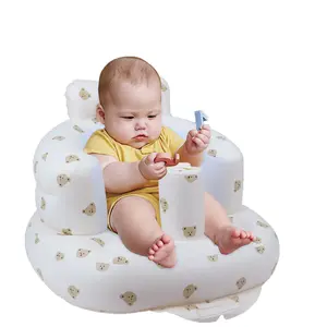 [Free delivery]Baby Inflatable Seat with Suction Cups for Babies 3 Months & Up, Baby Floor Seats for Sitting Up with Built in Air Pump, Blow Up Baby Chair for Infants - Bear Head Supportive Airbags toddler items high chair for baby