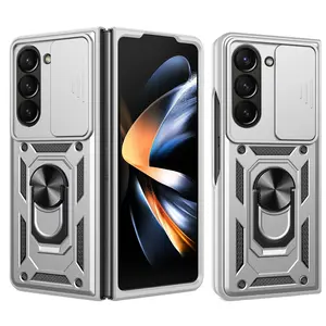 360 Degree Rotating Ring Holder Phone Case, Anti-Drop Lens Protection Cover for Samsung Galaxy Z Fold7/6/5/4, Durable Design