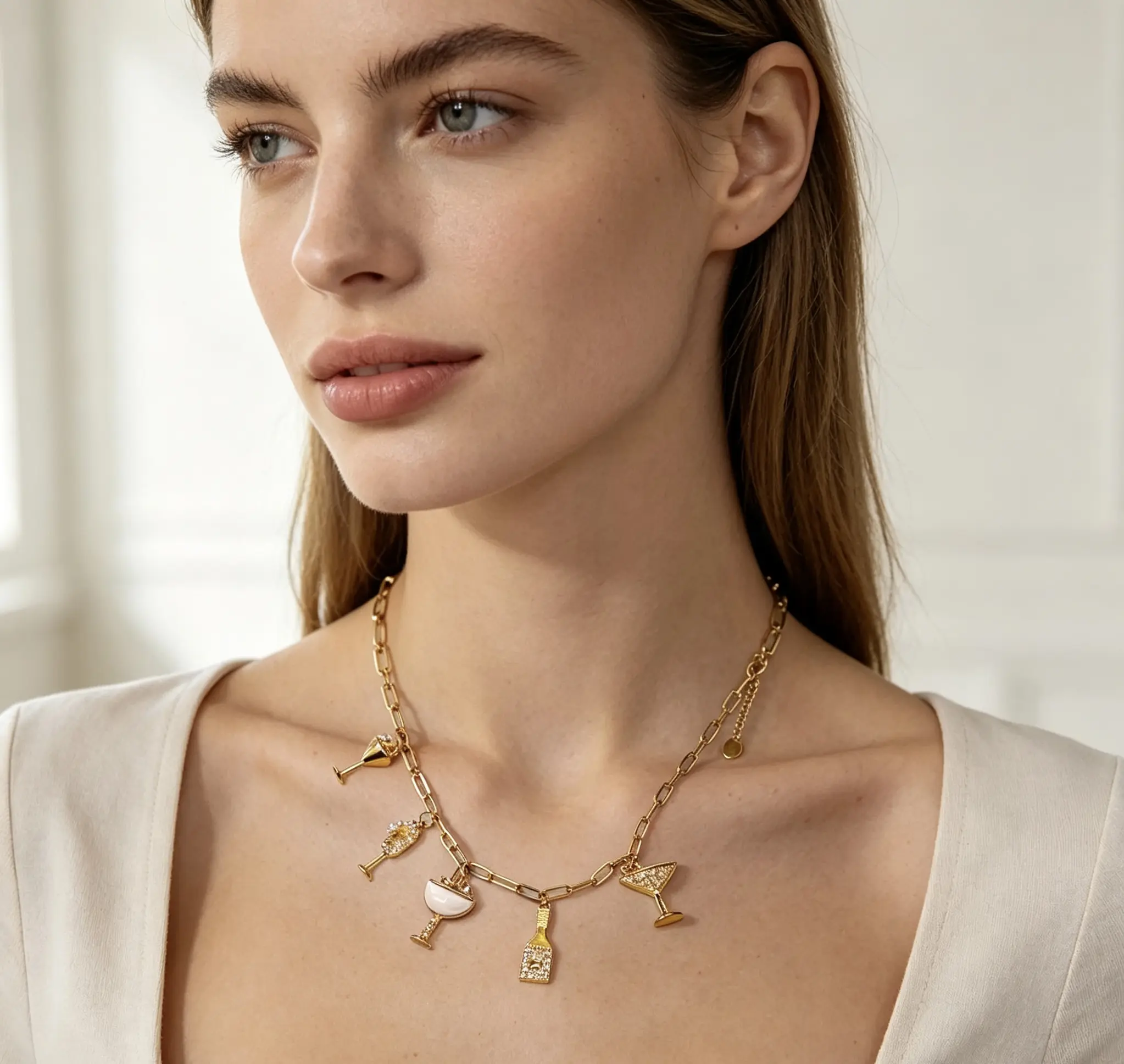 Cheers To Happiness Multi Charm Necklace