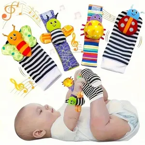 Baby Wrist Rattle Socks Toy, Newborn Foot Grip and Wrist Bell Set, Soft Sensory Toy for Infants, Halloween Gift