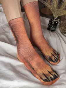 Unique Digital Heat Transfer 3D Print Dog Foot Paw Mid-Calf Socks, Stylish, Aesthetic and Comfortable Casual Wear, Perfect for Daily Use