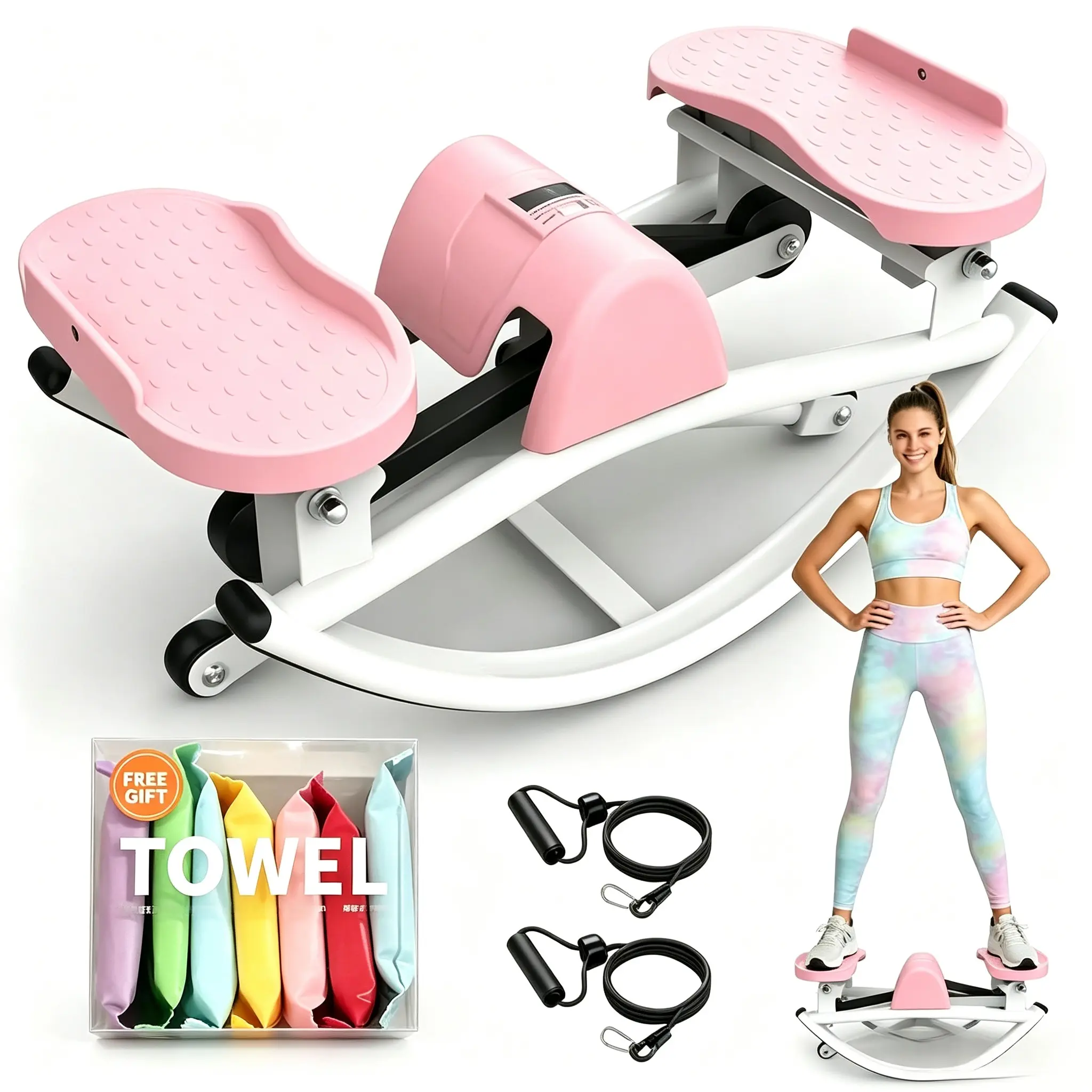 U-Shaped Twist Stair Stepper Machine, Heavy-Duty Portable At Home Gym Equipment,Steppers for Exercise with Resistance Bands, 330 Lbs Capacity, Portable Cardio Equipment, Multifunctional Home Stepper Machine, Heavy-Dut... Gym, Steppers For Exercise At Home