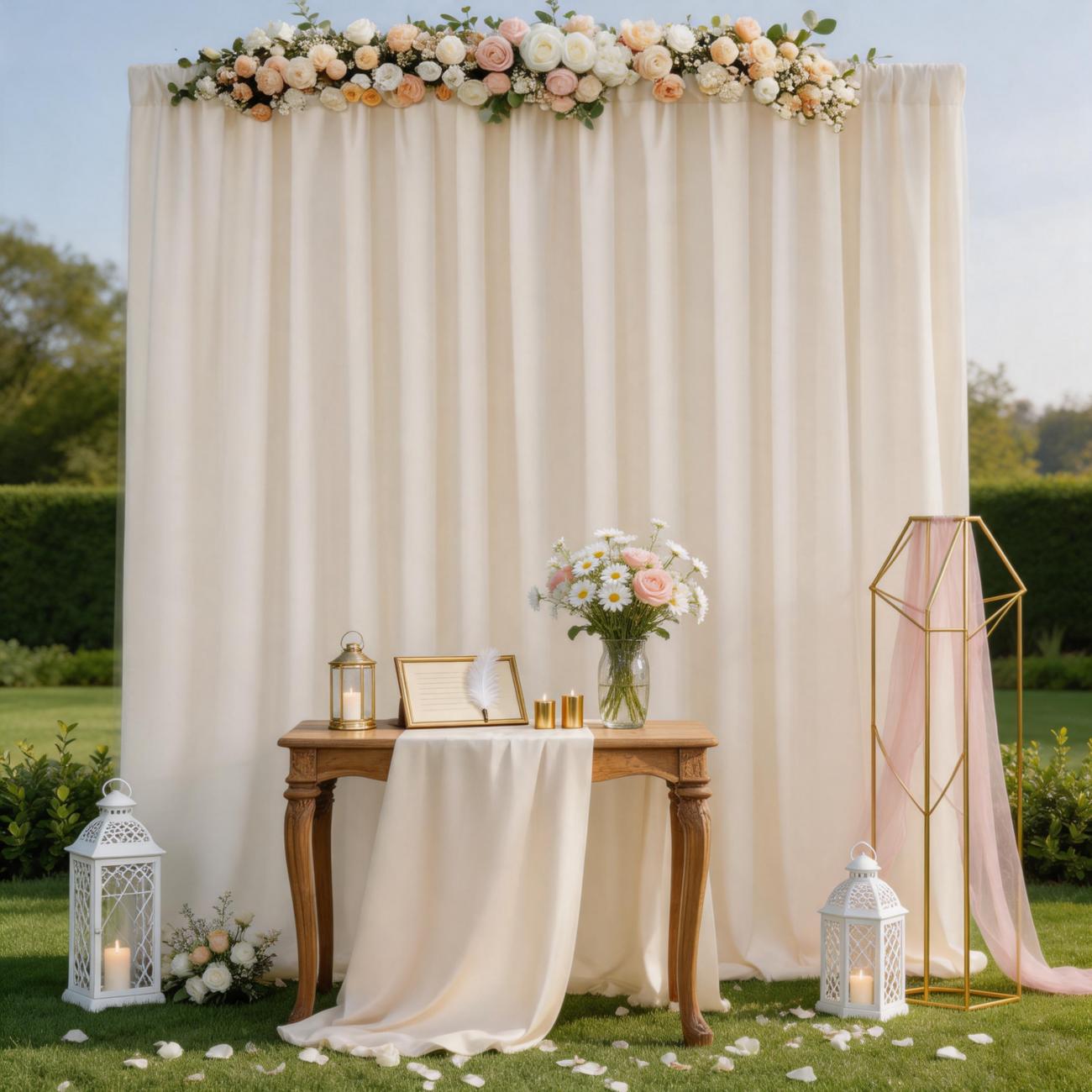 10 Pack 5x10ft Ivory Soft Flowing Backdrop Curtains, Polyester Drapes with Graceful Drape for Wedding Party, Bridal Shower, Birthday, Photography Photo Booth Background