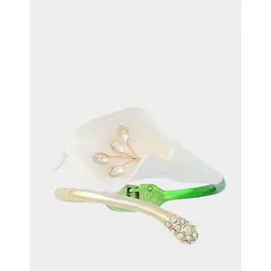 Betsey Johnson CALLA LILY BYPASS BANGLE BRACELET GREEN