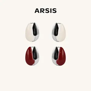 Luna Two-Way Enamel Huggie Earrings