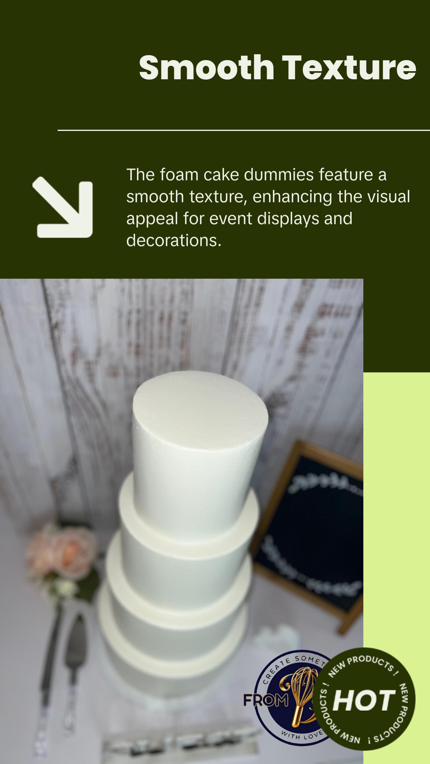 FromJennWithLove 4 Tier Fake Cake for Weddings & Events, Ivory, Smooth Texture, Customizable