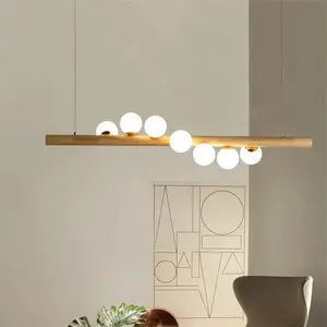 Hoamry Modern Linear Kitchen Island Pendant Light Glass Globe 7-Light