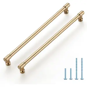 2 Pack 10 Inch Champagne Bronze Cabinet Handles, Modern Dresser Drawer Pulls, Kitchen Cabinet Hardware for Cupboard Doors