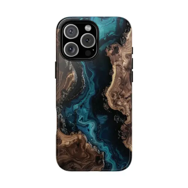 Wood Resin Phone Case - Faux 3D Grain Design - TPU / Polycarbonate (PC) Dual Layer Durable Protection, Shockproof & Scratch-resistant Tough Case for iPhone 11-17 & Samsung Galaxy S21-S26 All Series