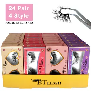 24 Pack 4 Style False Eyelashes Handmade Full Strip Cruelty Free Dramatic Lashes 3D Volume Thick Long Fake Eye Lashes Multipack Makeup Cosmetic