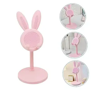2 Pcs Stand for Desk Cute Adjustable Phone Stand with Anti Slip Pad， Bunny Ears Designed Holder for All Mobile Phones Office Home Desktop Cell Phone Accessories （Pink+White）