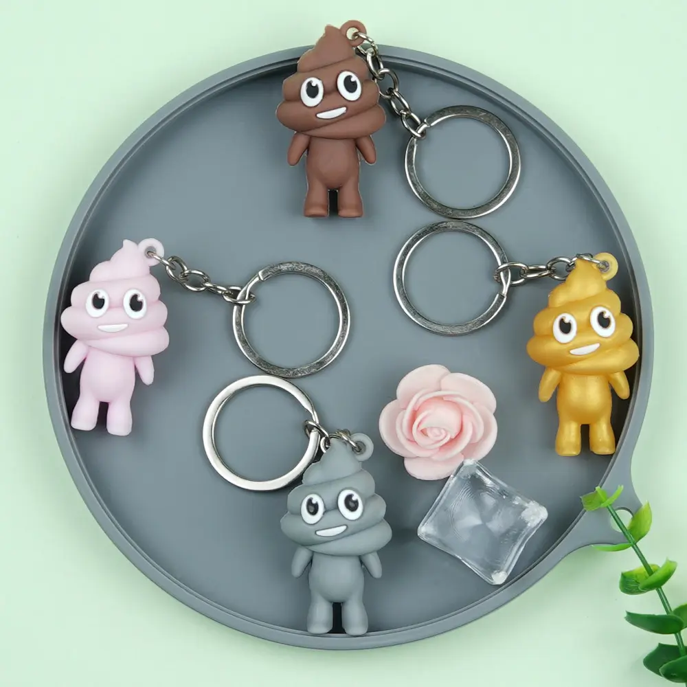 1Pc Funny Poop Keychain - 4 Cute Cartoon Silicone Key Rings, Funny Keychains, Key Chain Decorations, Ladies Bag Car Key Chain, Valentine's Day Birthday Anniversary Humor Gifts