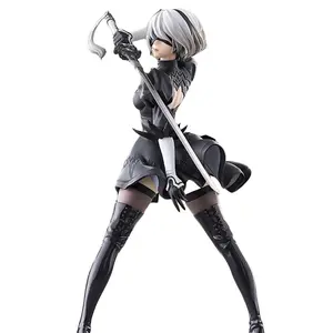 Cool black anime figurine, female character statue in sword-wielding pose, collectible elegant ornament, ideal holiday gift choice for anime fans