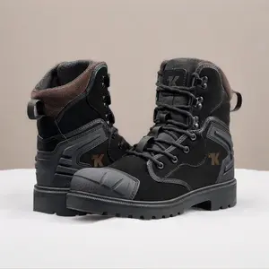 Mens Steel Toe Work Boots 8 Inch - Water Resistant Genuine Leather Safety Boot, Puncture Proof, Professional TPU, EH, Slip and Oil Resistant, Lightweight Military Tactical and Combat Boots