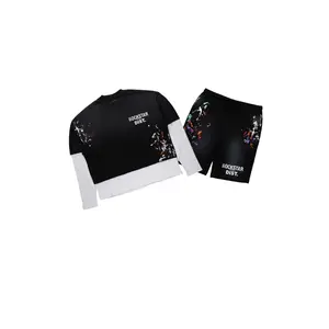 Darien Black Double Layer T-Shirt Short Set