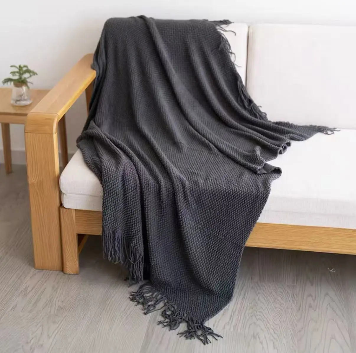 Waffle Knit Throw Blanket Chenille Knitted Blanket Soft Comfort Blanket For Bed Sofa Neutral Aesthetic Throw Home Decor All Season Use