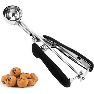 1Tbsp 18/8 Stainless Steel Cookie Scoop Ice Cream Dough Scooper with Trigger Release Non-slip Grip for Baking