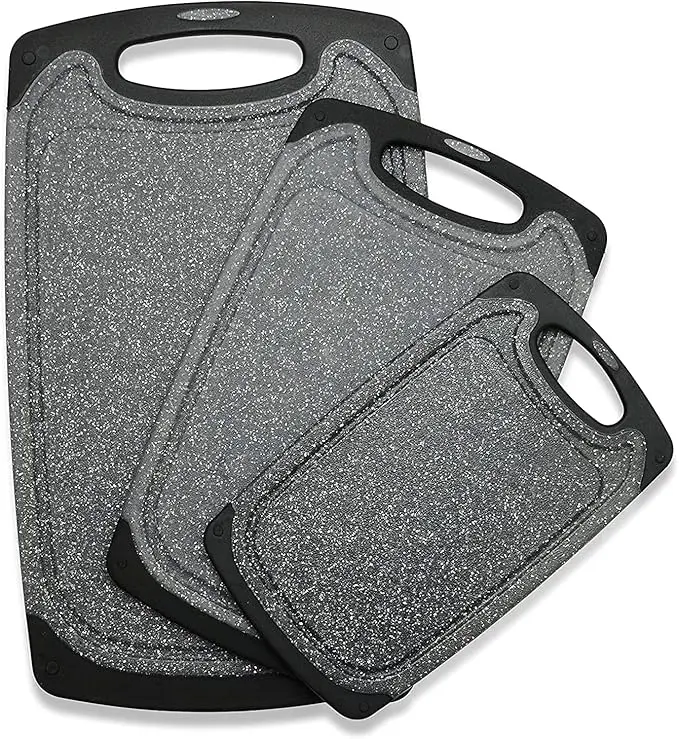 Cutting Boards for Kitchen, Large-Small Cutting Board Set of 3, Dishwasher Safe, Juice Groove, Easy Grip Handle, Non-Slip Rubber Cutting Board