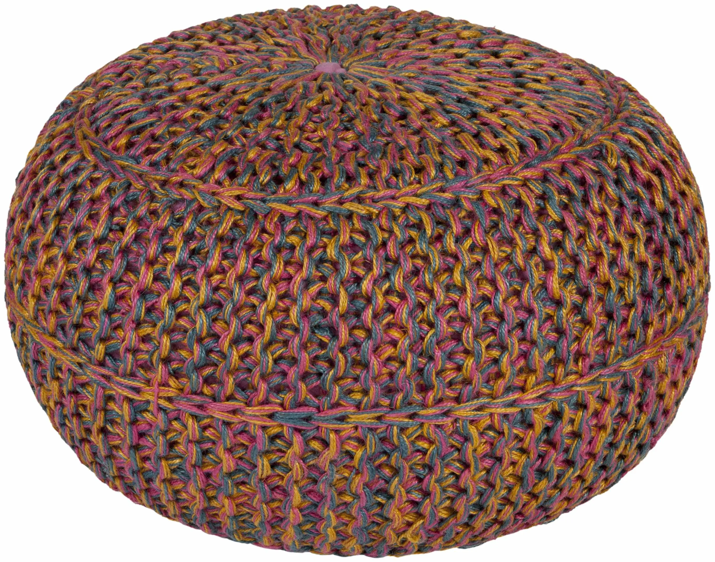 Penamacor Colorful Jute Pouf, Indoor Furniture Stool & Bench for Living Room Seating