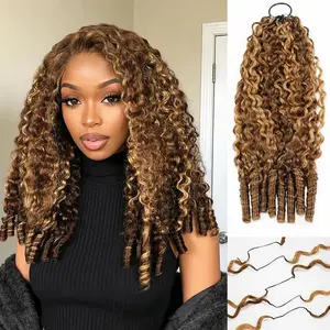 Highlight 4/27 Burmese Curly Crochet Hair Extensions for Miracle Knots Knotless Boho Braids Human Hair Extensions Pre-Separated 50g/Pack