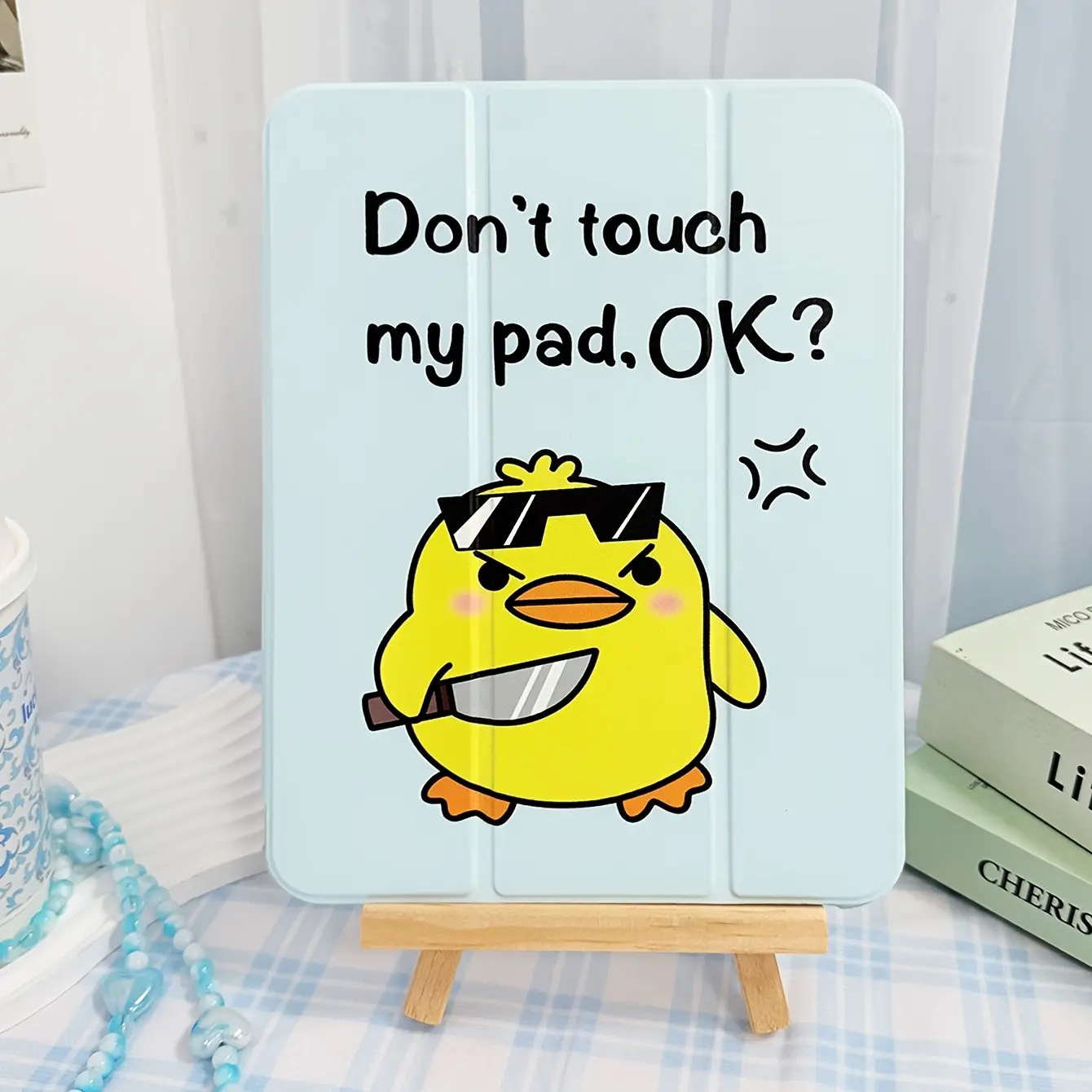 One Funny Duck TPU Matte Case for iPad Mini4-11th Gen Air2-11th Gen Pro 11-in M2-2024 M4-2024 M3-2025 Lightweight Foldable with Kickstand Auto Sleep/Wake Computer Covers