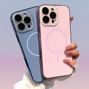 Magnetic shockproof and anti-fall matte case, with its own lens protective film and anti-fingerprint mobile phone case, suitable for iphone16promax, 15, 14, 13,12、11ProMax, luxury magnetic mobile phone case Protection Wireless