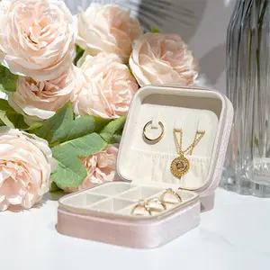 Elegant velvet jewelry box with secure compartments perfect for rings earrings necklaces bracelets