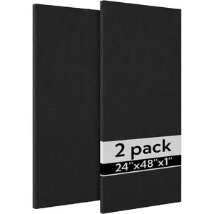 Olanglab Acoustic Panels 2 Pack, 48''x24'' Large Sound Panels, Fabric Wrapped Sound Proof Foam Panels for Walls, Sound Absorbing Panels for Recording Studio Acoustical Treatments (Black)