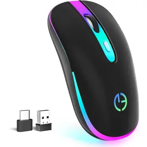 , 2.4G Portable Optical Quiet Cute  with USB Receiver and Type C Adapter, 3 Adjustable DPI LED   for Laptop, Computer, PC, MacBook, Desktop